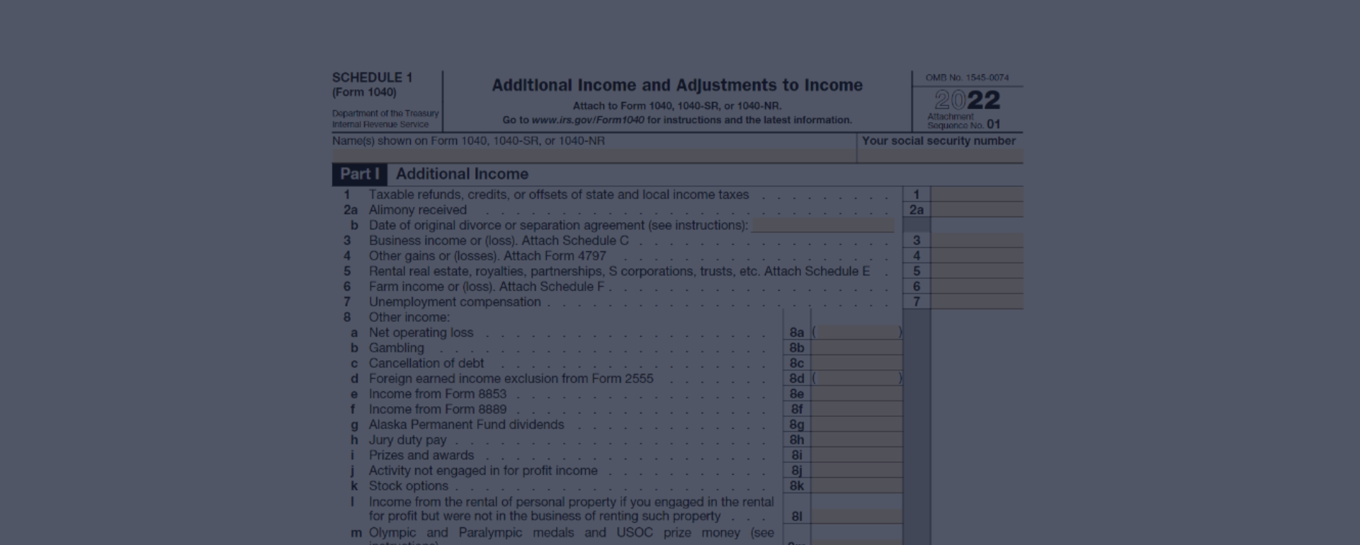 Schedule 1 Form 1040 For 2023 ᐉ Irs 1040 Schedule 1 Printable Tax